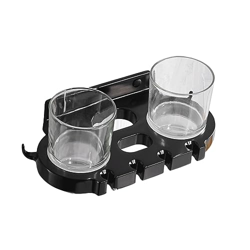 LRXIYODE Toothbrush Holder mit Bechern aus Aluminium ohne Bohren Doppelte Zahnputzbecherhalterung mit Haken für Badezimmer Schwarz von LRXIYODE