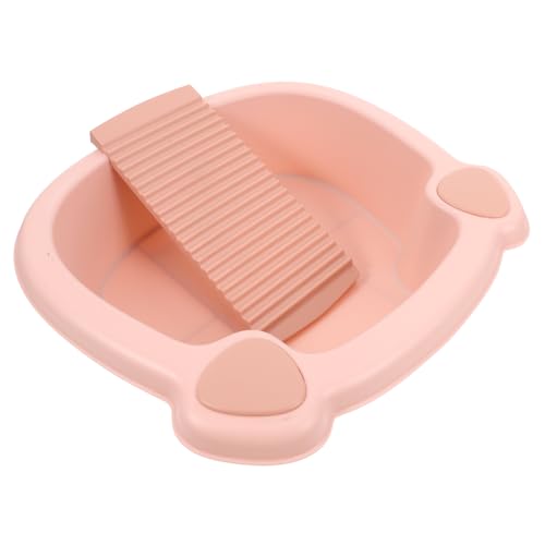 LRXIYODE Waschbrett und Waschbecken Fußwanne Waschbrett zum Händewaschen von Kleidung Flaschenwaschbecken Reinigungswerkzeuge Reinigungseimer für den Hausgebrauch Füße Badewanne pp Rosa von LRXIYODE