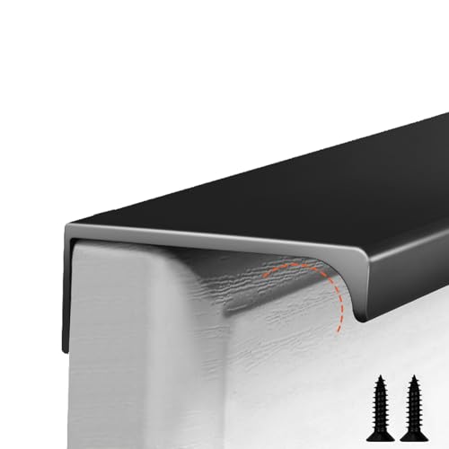 LRYELWA 1x Möbelgriffe Versteckter Türgriff Schrankgriffe Küchengriffe Aluminium Schubladengriff Unsichtbare Griffe für Kleiderschrank Nachttische Kommoden,mit Schrauben (Length 300mm,Black) von LRYELWA