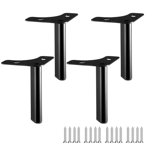 LRYELWA 4 Stück Ersatz Möbelfüße Metall Dreieck Tischbeine Stahl Schrankfüsse,Sofafüße Sockelfuß für Stühle,Couchtische,Kommode,TV-Schränke,Bett,Nachttisch,mit Schrauben (Schwarz,20cm) von LRYELWA