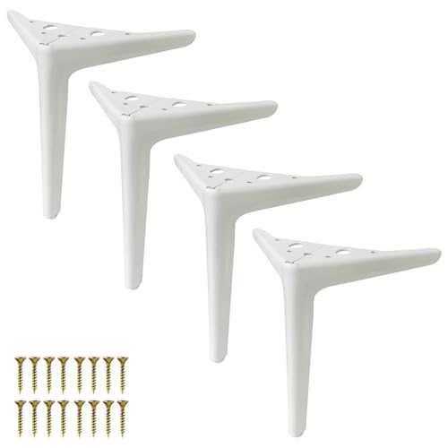 LRYELWA 4 Stück Möbelfüße Metall Dreieck Sofafüsse Tischbeine Schrankfüsse Sockelfuß,Ersatz Stützfüße Beine für Stühle,Bett,Nachttisch,Schreibtisch,Möbelbeine,mit Schrauben (Weiß,40cm) von LRYELWA