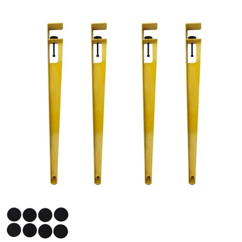 LRYELWA 4 Stück Möbelfüße Metallfüsse Tischbeine Verstellbare Sockelfuß F-förmige Tischkufen Tischgestell für Couchtisch,Esstisch,Schreibtisch,Sitzbank,Kein Bohren erforderlich (Gelb,76cm) von LRYELWA