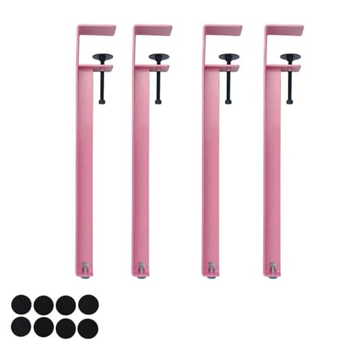 LRYELWA 4 Stück Möbelfüße Metallfüsse Tischbeine Verstellbare Sockelfuß F-förmige Tischkufen Tischgestell für Couchtisch,Esstisch,Schreibtisch,Sitzbank,Kein Bohren erforderlich (Rosa,71cm) von LRYELWA