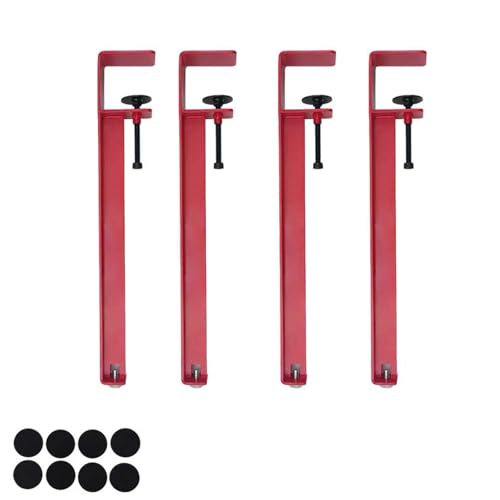 LRYELWA 4 Stück Möbelfüße Metallfüsse Tischbeine Verstellbare Sockelfuß F-förmige Tischkufen Tischgestell für Couchtisch,Esstisch,Schreibtisch,Sitzbank,Kein Bohren erforderlich (Rot,40cm) von LRYELWA