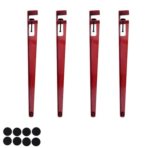 LRYELWA 4 Stück Möbelfüße Metallfüsse Tischbeine Verstellbare Sockelfuß F-förmige Tischkufen Tischgestell für Couchtisch,Esstisch,Schreibtisch,Sitzbank,Kein Bohren erforderlich (Rot,76cm) von LRYELWA