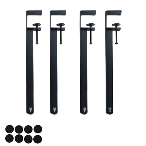 LRYELWA 4 Stück Möbelfüße Metallfüsse Tischbeine Verstellbare Sockelfuß F-förmige Tischkufen Tischgestell für Couchtisch,Esstisch,Schreibtisch,Sitzbank,Kein Bohren erforderlich (Schwarz,71cm) von LRYELWA
