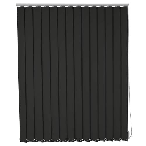 LRYELWA Schiebevorhänge Set Nach Maß,Verdunkelung Lamellenvorhang Schwarz Vertikaljalousie,Flächenvorhang für Schiebetüren und Fenster,Breite 50cm-180cm,Anpassbar,Breite x Höhe (50cm x 200cm) von LRYELWA