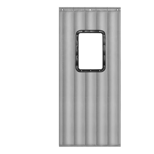 LRYELWA Wärmeschutzvorhang für Türen,Türvorhang Winter Winddicht Kälteschutz Isolier Schutz Vorhang mit Transparentem Fenster,für Drinnen und Draußen,mit Schrauben und Haken (70cm x 220cm,Silber) von LRYELWA