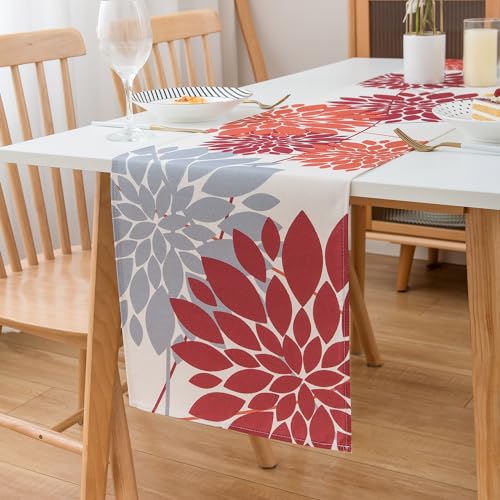 LRartdeco Tischband Rot Orange 33x183cm Table Runner Blumen Tisch Läufer 1er Set Modern Elegante rutschfest Tischläufer zur Deko von Hochzeit Urlaub Party Restaurant Küche Esstisch von LRartdeco
