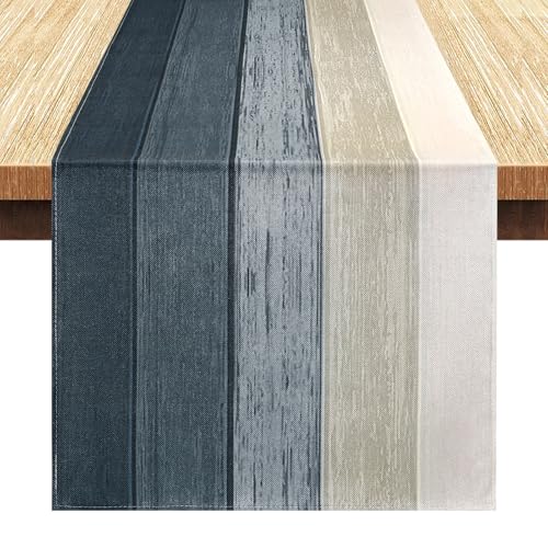 LRartdeco Tischläufer Grau, Tisch Läufer Modern Farbverlauf Holz Maserung,Table Runners Abwaschbar,Tischdecke Tischdeko,für Tisch Deko für Wohnzimmer Esszimmer, 40 x 140 cm von LRartdeco
