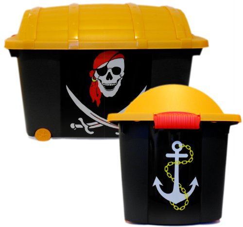LS-Design Kinder Spielzeugkiste Schatztruhe Aufbewahrungsbox Piratenbox Piratenkiste Pirat von LS-LebenStil