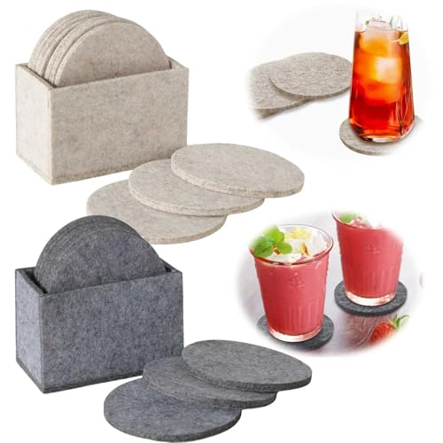 LS-LebenStil 10x Filz Glasuntersetzer Grau Rund 10cm mit Box für Bar Gläser Getränke Tassen Weinglas Bierglas Tischuntersetzer Getränkeuntersetzer LS-LebenStil 10x Filz Glasuntersetzer Grau Rund 10cm mit Box für Bar Gläser Getränke Tassen Weinglas Bierglas Tischuntersetzer Getränkeuntersetzer von LS-LebenStil