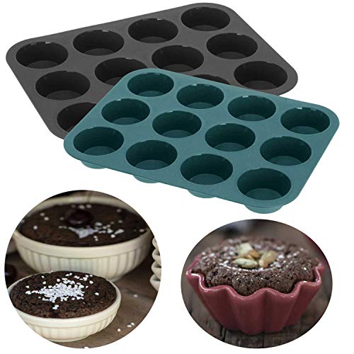 LS-LebenStil 2x 12´er Premium Silikon Muffin-Backform Set Kuchenform Muffinform Muffinförmchen Dubai Schokolade Schokoladenform für Chocolate Muffins von LS-LebenStil