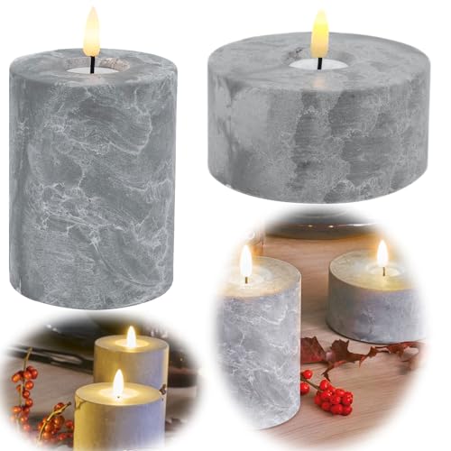 LS-LebenStil 3D LED XL Teelicht Beton-Optik 5x10cm Breit flackernde Kerzen Timer bewegliche Flamme LS-LebenStil 3D LED XL Teelicht Beton-Optik 5x10cm Breit flackernde Kerzen Timer bewegliche Flamme von LS-LebenStil