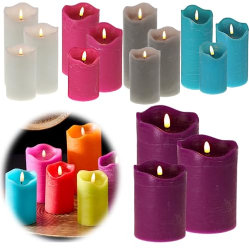 LS-LebenStil 3D LED Stumpenkerze Lila 20cm Echtwachs flackernde Kerzen mit Timer bewegliche Flamme batteriebetrieben flackernd flammenlos Weihnachten Dekorationen Hochzeit Advent Batterie von LS-LebenStil