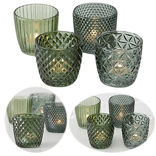 LS-LebenStil 4X Glas Teelichthalter Retro Grün 7cm 4´er Set Kristall Ornament Teelicht-Gläser Windlicht-Halter Kerzenständer Tischdeko Kerzen Deko Kerzenhalter für Teelichter Hochzeit LS-LebenStil 4X Glas Teelichthalter Retro Grün 7cm 4´er Set Kristall Ornament Teelicht-Gläser Windlicht-Halter Kerzenständer Tischdeko Kerzen Deko Kerzenhalter für Teelichter Hochzeit von LS-LebenStil