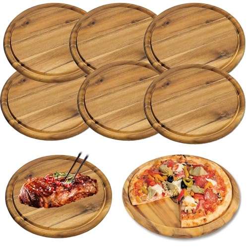 LS-LebenStil 6x Holz Fleischteller 25cm Rund FSC Akazie - Set - 6 Stück - Schneidebrett mit Saftrille Vesperbrett Brotzeitbrett Servierteller Pizzateller Käsebrett Holzbrett LS-LebenStil 6x Holz Fleischteller 25cm Rund FSC Akazie - Set - 6 Stück - Schneidebrett mit Saftrille Vesperbrett Brotzeitbrett Servierteller Pizzateller Käsebrett Holzbrett von LS-LebenStil