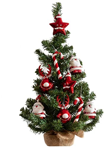LS-LebenStil Deko Weihnachtsbaum 60cm Grün Rot geschmückt Sockel Tannenbaum Tisch-Dekoration von LS-LebenStil