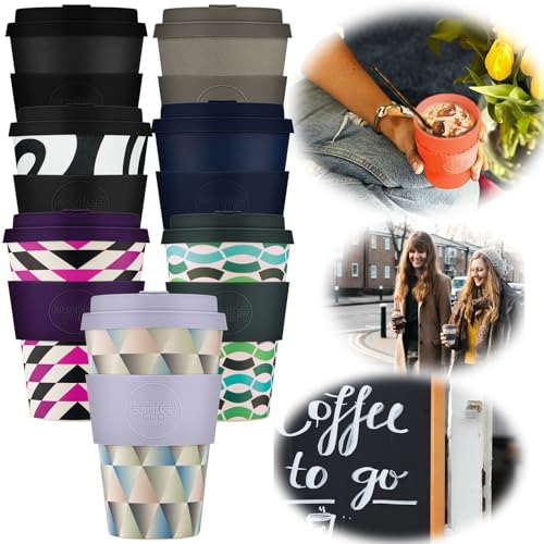 LS-LebenStil Ecoffee Cup Magnificent Grau Blau 400ml PLA Premium Coffee to Go Becher Wiederverwendbar von LS-LebenStil