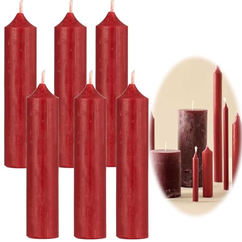 LS-LebenStil Exklusive Stabkerzen 6 Stück Ribe Set Rot 11x2,2cm - Made in Denmark - Spitzkerzen Tafelkerzen für die perfekte Tischdeko Hochzeit Taufe Advent Weihnachten Unparfümiert von LS-LebenStil