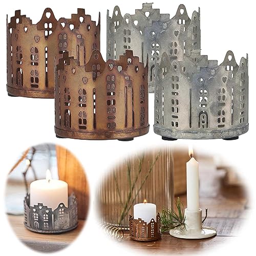LS-LebenStil Exklusives Teelichthaus Ribe 4x6cm 2-Fach Vintage Gold Messing Kerzenhalter Teelichthalter passend für Teelichter Teelichtständer Teelichteinsatz Teelichtschale von LS-LebenStil
