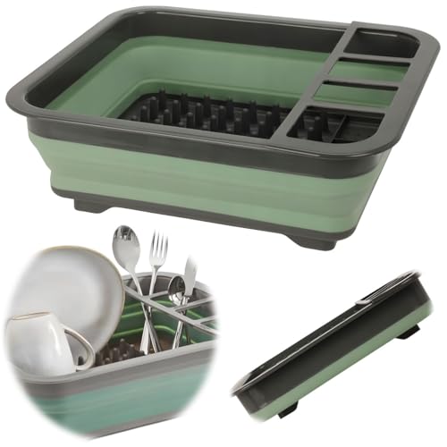 LS-LebenStil Flexibles Abtropfgestell 36cm faltbar klappbar Geschirr Abtropfkorb Abtropfständer Abtropfgitter Besteckkorb Camping TRT Kunststoff wie Silikon von LS-LebenStil