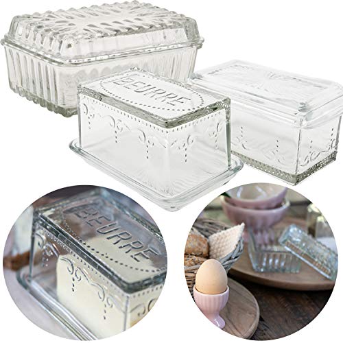 LS-LebenStil Vintage Glas Butterdose mit Deckel 16x10x7cm Beurre Butterglocke Butterschale Butterbehälter Butteraufbewahrung Kühlschrank Frühstück spülmaschinenfest Butterbox LS-LebenStil Vintage Glas Butterdose mit Deckel 16x10x7cm Beurre Butterglocke Butterschale Butterbehälter Butteraufbewahrung Kühlschrank Frühstück spülmaschinenfest Butterbox von LS-LebenStil