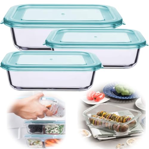 LS-LebenStil Glas Frischhaltedose Cook & Close 3´er Set 630 | 1040 | 1500 ml mit Deckel Lebensmittel Mikrowelle Gefrierbox von LS-LebenStil