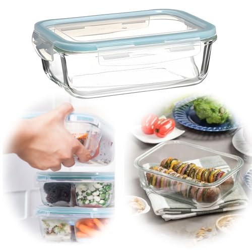LS-LebenStil Glas Frischhaltedose Cook & Close - 550ml luftdicht auslaufsicher mit Deckel Ventil Meal Prep Boxen Lebensmittel Mikrowelle Gefrierdose Aufbewahrungsbox Vorratsdose Mikrowelle Ofenfest von LS-LebenStil