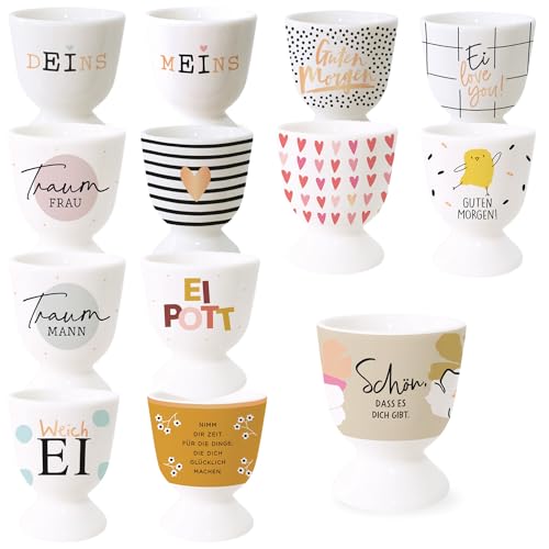 LS-LebenStil Gute Laune Eierbecher Slogan schön das es Dich gibt Exklusiv Echt-Gold, edle Eibecher, Eierhalter Eihalter, Deko am Frühstückstisch, Geschenk zur Hochzeit, Verlobung von LS-LebenStil
