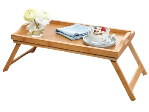 LS-LebenStil Holz Frühstückstablett - klappbar - Bambus - 64x30x23cm - Betttablett Serviertablett Betttisch - mit klappbaren Füssen - Holz-Tablett Esstisch Frühstück im Bett von LS-LebenStil