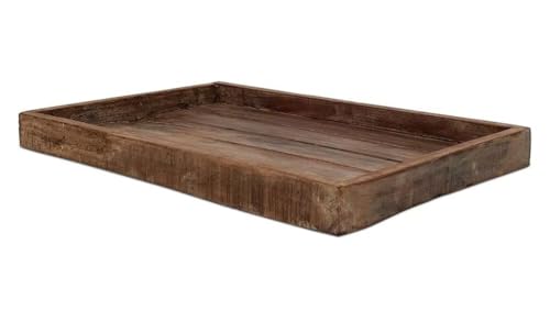LS-LebenStil Holz Unika Dekotablett 40x30cm Braun Fundholz Frühstückstablett Serviertablett Kerzentablett Deko-Tablett Holztablett Küchentablett Rechteckig recycelt Recycled nachhaltig von LS-LebenStil