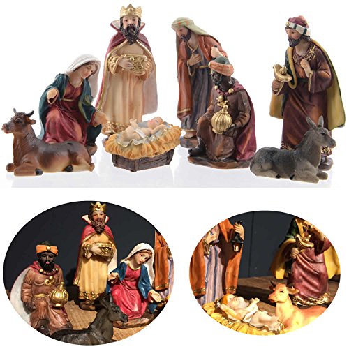 LS-LebenStil Krippenfiguren Set 11cm 8 Figuren bunt Krippe Krippenset handbemalt von LS-LebenStil