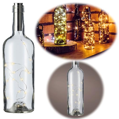 LS-LebenStil LED Flaschenlicht 10 LED Korken Lichterkette mit Timer Batterie Flaschenlichter Flaschen Beleuchtung von LS-LebenStil