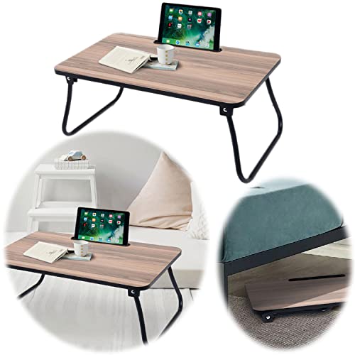 LS-LebenStil Laptoptisch Betttablett 53x30cm klappbar Holz Metall Frühstückstablett Serviertablett fürs Bett Couch Bett-Tisch Ständer Kleiner Camping-Tisch von LS-LebenStil