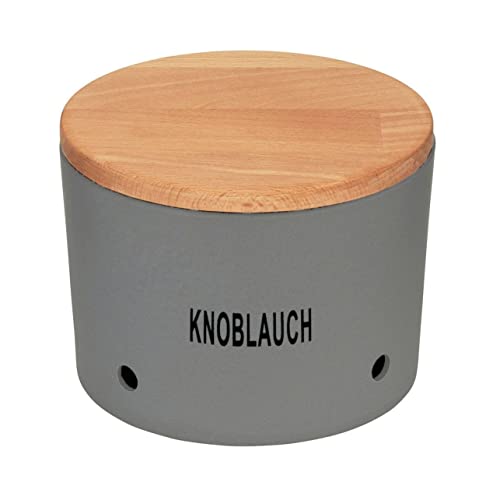 LS-LebenStil Nature-Design Knoblauchtopf 16x12cm Grau Made in Germany Aufbewahrungsbox Vorratsdose von LS-LebenStil