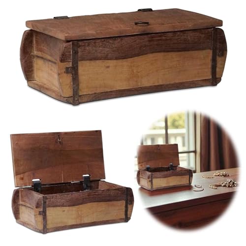 LS-LebenStil Original Holz Ziegelform - Echte Alte Holzkiste Unika mit Deckel - Rustikal Braun - 31x15cm Aufbewahrungsbox Holz-Box Holzkasten Pflanzkübel Ordnungsbox Allzweckkiste Aufbewahrungskiste von LS-LebenStil