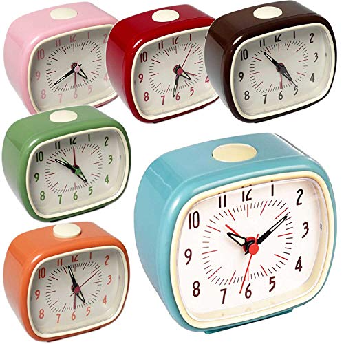 LS-LebenStil Retro Reise-Wecker Blau 11x9x6cm Analog Vintage Quarzwecker Nostalgie Schlafzimmer Nachttisch Tischuhr Alarm-Clock Ostalgie kleine Tischuhr leises Ticken von LS-LebenStil