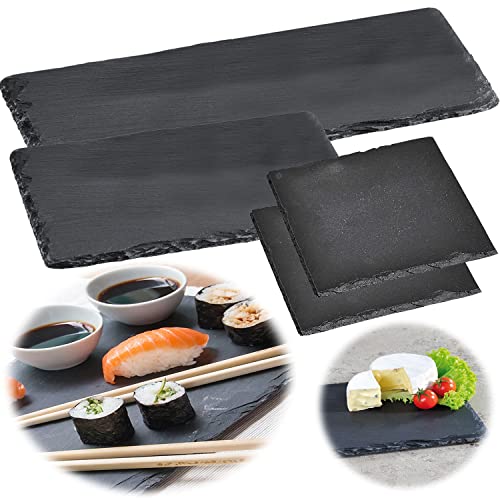 LS-LebenStil Schieferplatte 20x20cm 2´er Set Servierplatte Schieferteller Tischset Sushi Deko Tablett von LS-LebenStil