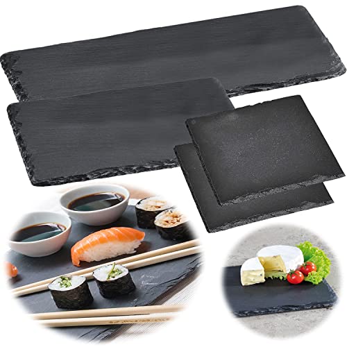 LS-LebenStil Schieferplatte 38x13cm Schwarz Servierplatte Schieferteller Tischset Sushi Deko Tablett von LS-LebenStil