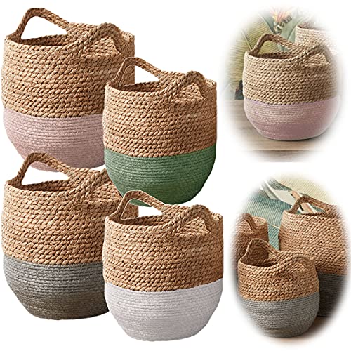 LS-LebenStil Seegras Blumentopf Ibiza 22x21cm Rosa Braun Übertopf Blumenkorb Pflanztopf Textil-Topf von LS-LebenStil