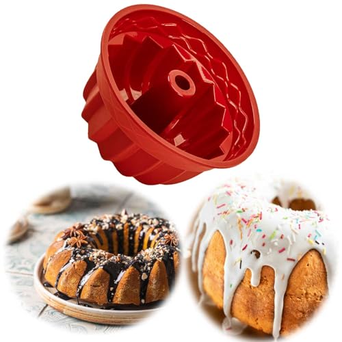 LS-LebenStil Platin Silikon Gugelhupf-Form 24cm BPA Frei runde Napfkuchenform Backform Kuchenform für Marmor- & Rührkuchen Silikonformen Antihaft Eigenschaft von LS-LebenStil