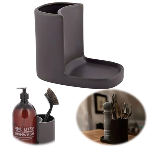LS-LebenStil Spülbecken Organizer Keramik 16cm Grau/Braun Küche Waschbecken Schwammhalter Utensilienhalter Besteckkorb Besteckständer Stiftebox Stiftehalter Köcher LS-LebenStil Spülbecken Organizer Keramik 16cm Grau/Braun Küche Waschbecken Schwammhalter Utensilienhalter Besteckkorb Besteckständer Stiftebox Stiftehalter Köcher von LS-LebenStil