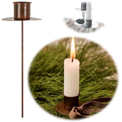 LS-LebenStil Stabkerzen-Halter Braun 15cm Metall Spieß Kerzenständer Kerzenleuchter Kerzenstecker Kerzenhalter Kerzenpicker Picker für Stabkerzen Adventskranz von LS-LebenStil
