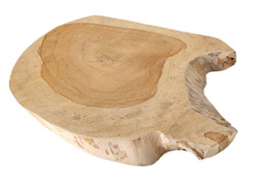 LS-LebenStil Teak Holz Schneidebrett Echt-Holz Baumscheibe Ø 26-34cm Vesperbrett Schneidbrett von LS-LebenStil