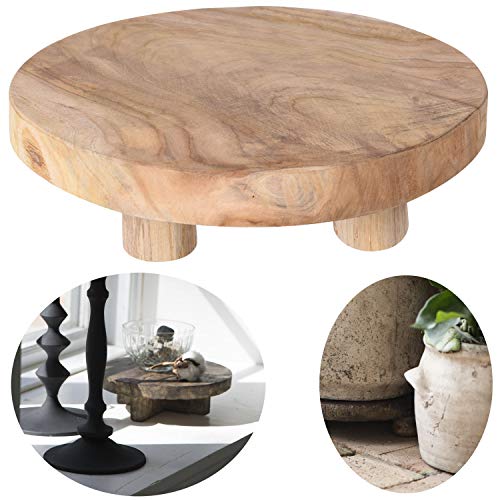 LS-LebenStil Teak Holz-Tischchen Rund 30x8cm Blumenständer Pflanzenhocker Deko Hocker von LS-LebenStil