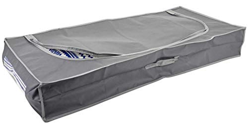 LS-LebenStil Unterbettkommode XL 105x45x16cm Grau Stoff Aufbewahrungsbox Kleiderbox Kleidersack Rechteck Unterbettbox Vlies Aufbewahrungstasche Bettdecken, Kleidung faltbar Sichtfenster von LS-LebenStil
