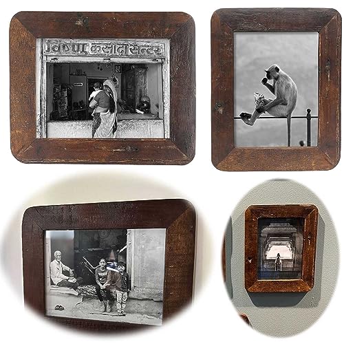 LS-LebenStil Vintage Wand Bilderrahmen Dehli - Fundholz Recycelt - Rustikal Braun - 20x15cm - Retro Fotorahmen Leerrahmen für Leinwand Bilder Passepartouts zum Aufhängen Collage Photo Frames von LS-LebenStil