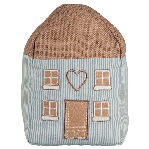 LS-LebenStil Vintage Bodenstopper Türstopper Nyhavn 22cm Blau Braun Stoff Baumwolle Türpuffer Türhalter Türsack Tür Stopper Sack Fensterstopper Boden Stopper Buchstütze von LS-LebenStil