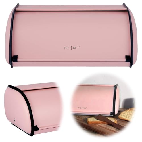 LS-LebenStil Vintage Brotkasten Rosa Rose 34cm Metall Retro Brotbox mit Roll-Deckel Aufbewahrungskorb Lüftungslöcher Aufbewahrungsbox Nostalgie Brotkorb zum Frischhalten von LS-LebenStil